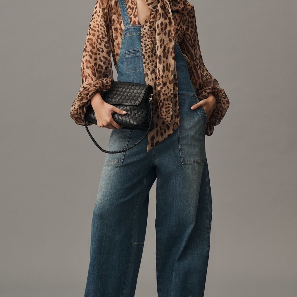 Anthropology Pilcro Barrel-Leg Zip-Front Overalls